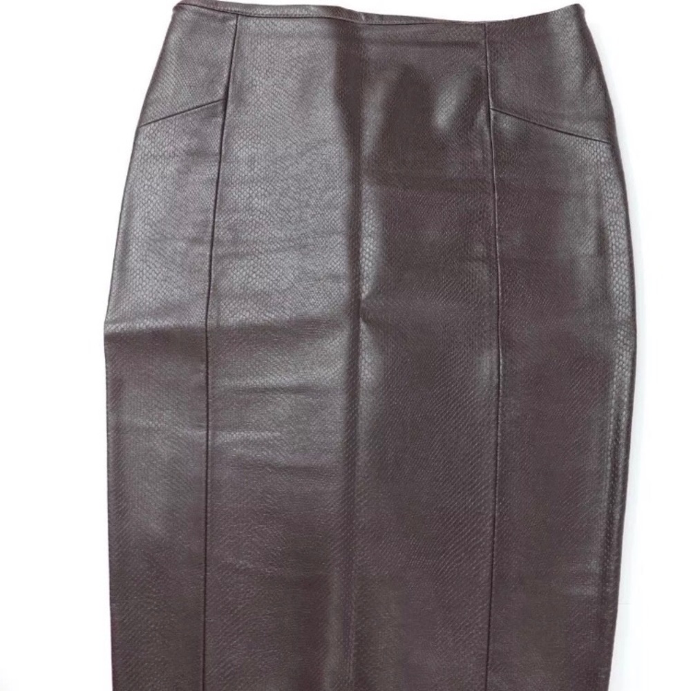 Zara Brown Vegan Python Leather Pencil Skirt